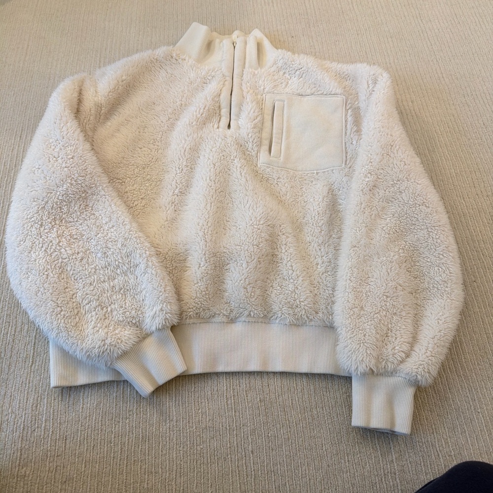 UGG Sherpa Half-Zip Pullover Sweater – Cream